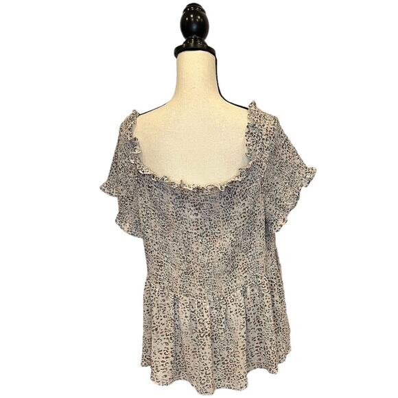 NWT Cato Womens Off The Shoulder Animal Print Peplum Blouse Top Size 18/20 - Picture 4 of 7